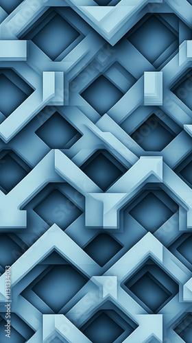 Interlocking building blocks forming geometric honeycomb textile design, seamless pattern photo