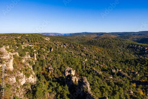 Geological formations of the “Cité des Pierres” in Montpellier-le-Vieux, overlooking the Dourbie Gorges photo