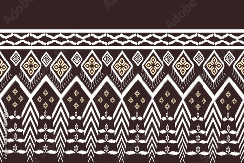 Seamless native pattern, geometric shapes, brown lines, black background, illustration, vector