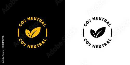 CO2 Neutral - vector sticker gold and black, for carbon neutral emission.