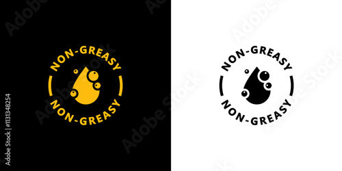 Non-greasy. Vector sticker, gold and black for food or dermatology label.