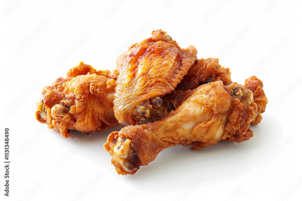 A group of crispy fried chicken wings is arranged neatly, showcasing their golden color and crunchy texture, ideal for sharing at any meal or event A group of crispy fried chicken wings is arranged neatly, showcasing their golden color and crunchy texture, ideal for sharing at any meal or event