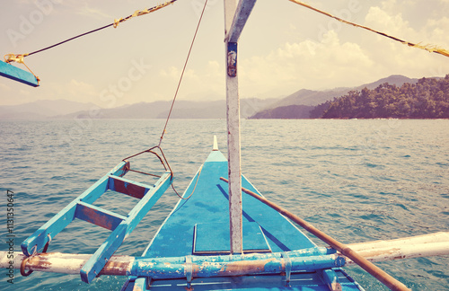 The bow of a traditional Filipino boat, color toning applied, Philippines photo