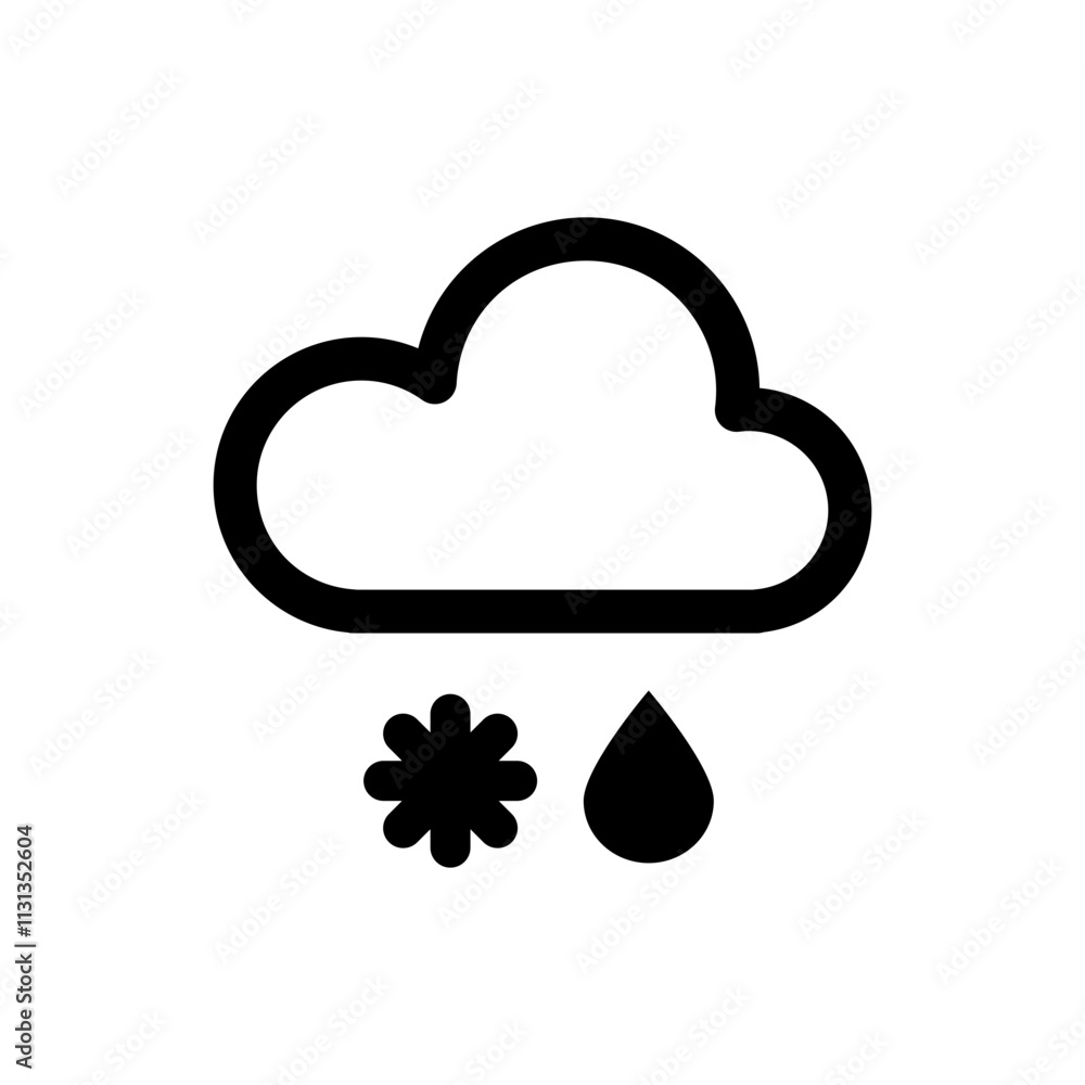 Obraz premium Snow and rain icon. Flat vector illustration.