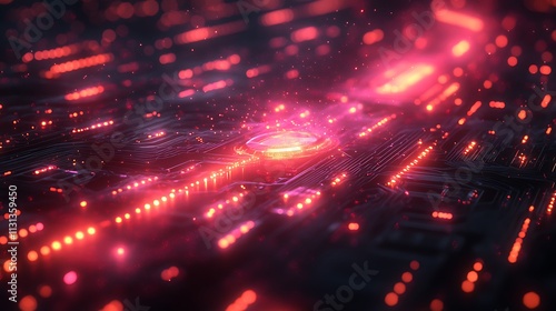 Beautiful Scene Capturing Circuit Board Enhanced With Vibrant Red Lights And Dynamic background