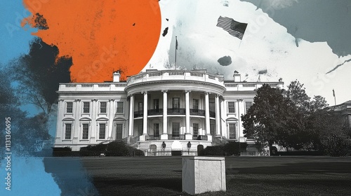 Creative artistic collage of the White House.