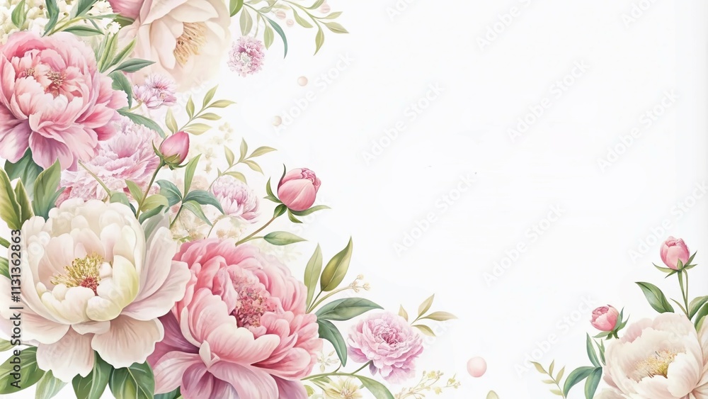 Fototapeta Celebrate your special moments with our exquisite invitation card featuring blooming peonies and a magical Provence theme, perfect for unforgettable milestones and cherished memories.