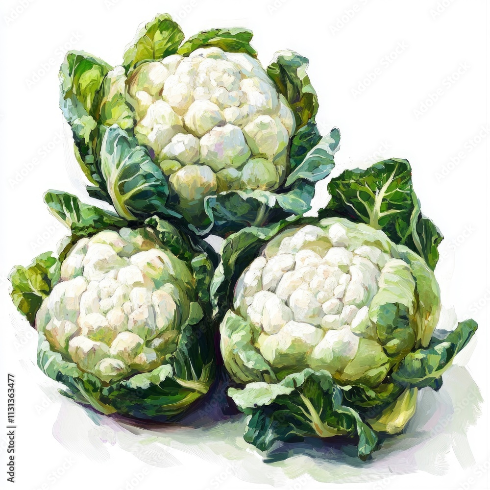 Obraz premium Oil painting of beautiful tasty Brassicas impressionism style, high detailed, close up