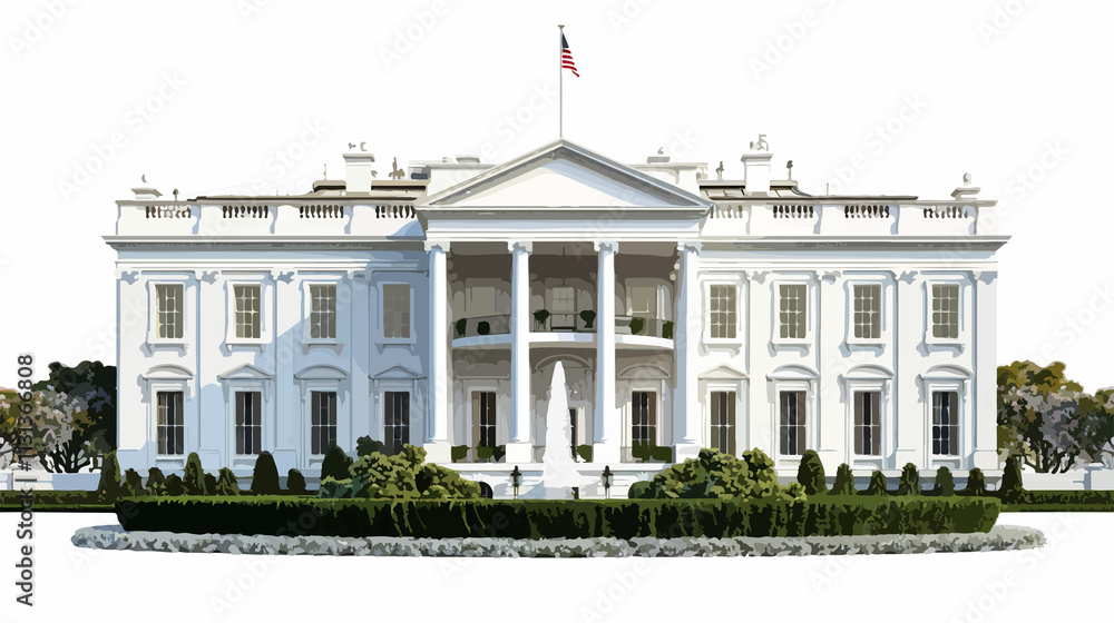 Fototapeta premium White House USA Landmark Vector Illustration Isolated