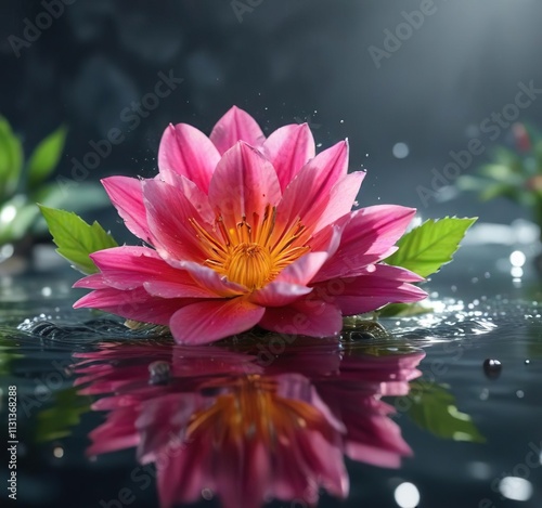 Ein Blumenstrau? in einem Glaskrug mit Wasser, garden decoration, ceramic container, glazed vase photo