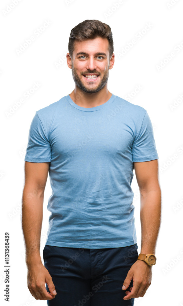 Obraz premium Young handsome man over isolated background with a happy and cool smile on face. Lucky person.