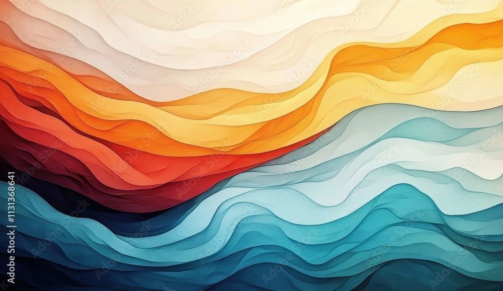 Fototapeta premium Wavy shapes and patterns bring a dynamic element to the background. 