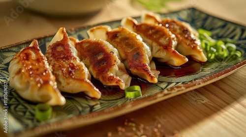 Traditional Korean Mandu Dumplings. Homemade Recipe and Ingredients Concept