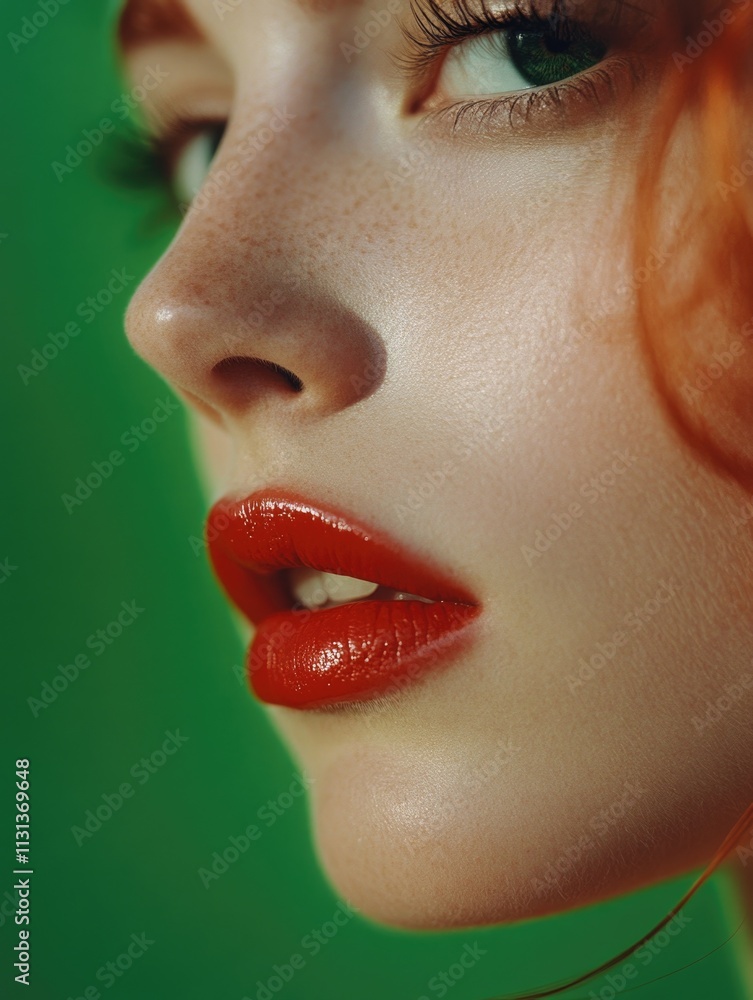 Naklejka premium Woman with red lipstick
