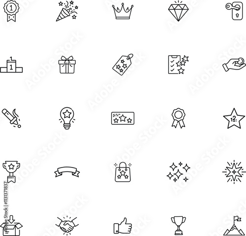 Achievement Icons Awards, Prizes, Success, Victory, Celebration, Rewards, Recognition, Triumph, Goal