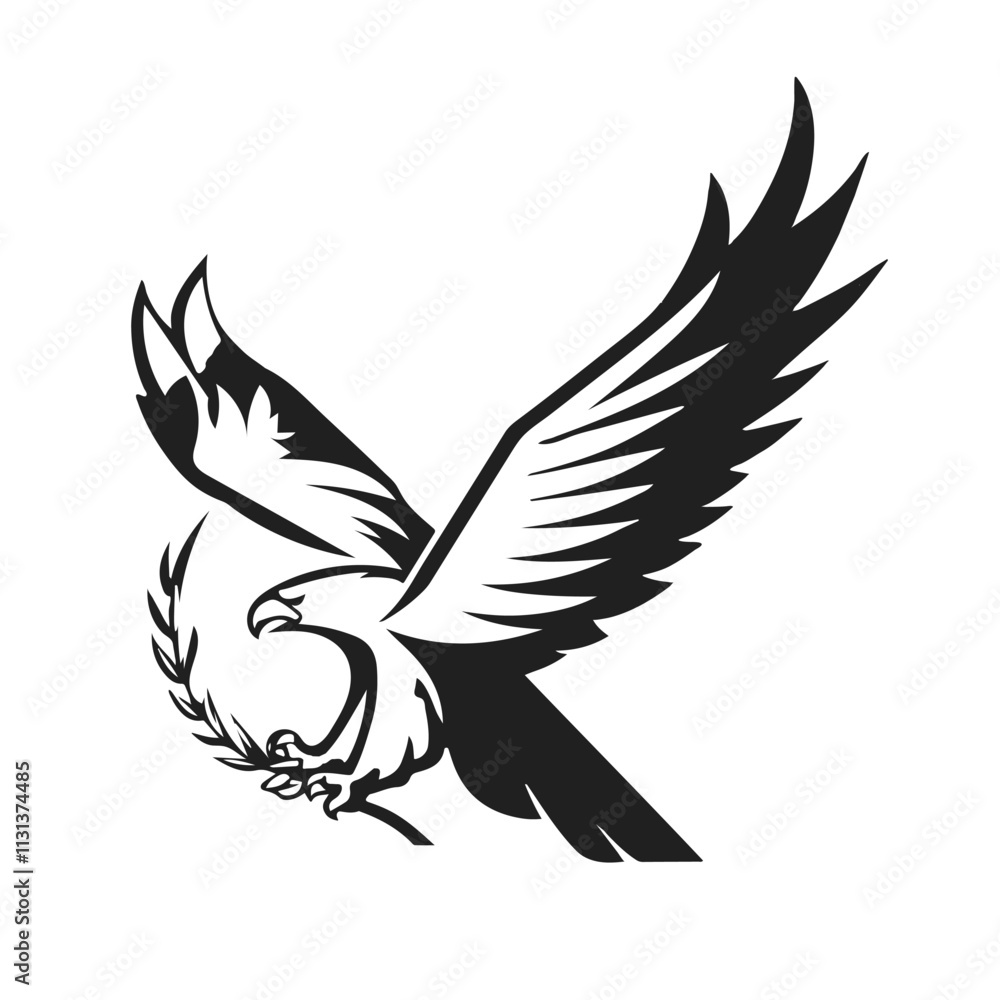 Fototapeta premium Eagle Falcon Bird Hawk Animal Silhouette Black Icon