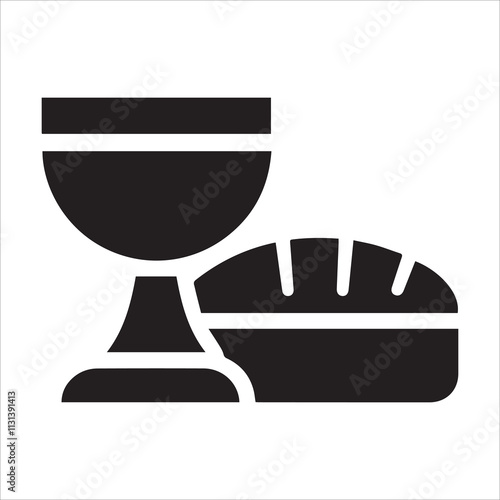 Minimalist Icon of Sacraments Chalice and Bread