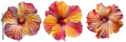 Set of hibiscus flower isolated on transparent background (4)