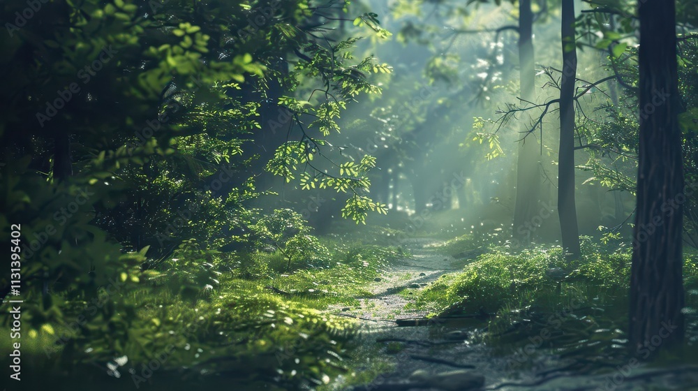 Fototapeta premium Tranquil Forest Walk. Nature's Beauty Unveiled