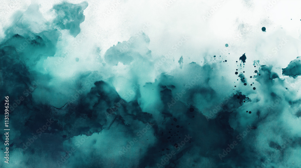Obraz premium Abstract Watercolor Teal and Green Background. Generative AI.