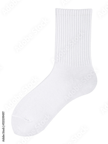 White long sock is isolated on a white background. Without labels.