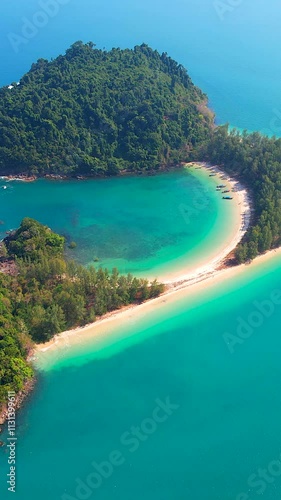 View of the Andaman Sea and Kam Tok Island, Ranong Province, southern Thailand, Asia