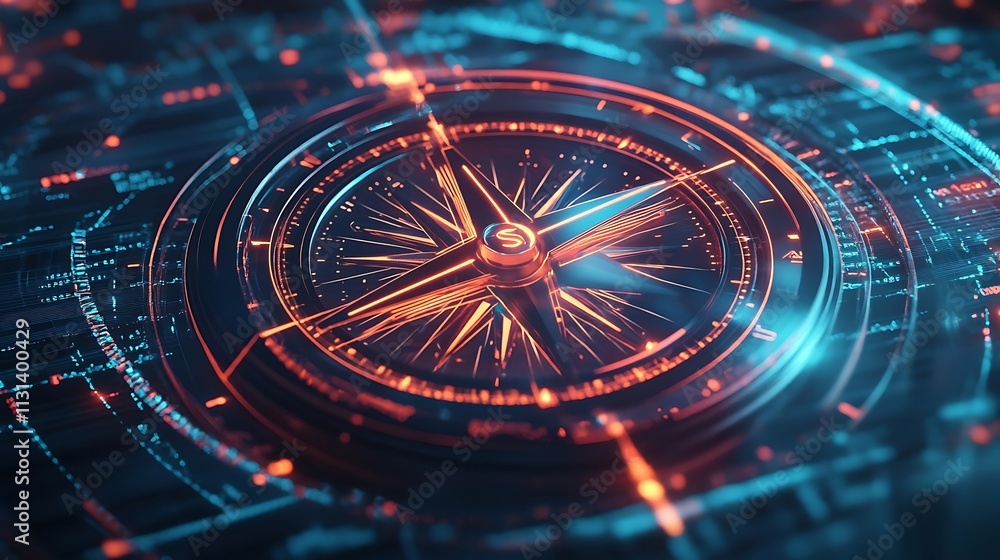 custom made wallpaper toronto digitala digital compass with a gold needle pointing north.