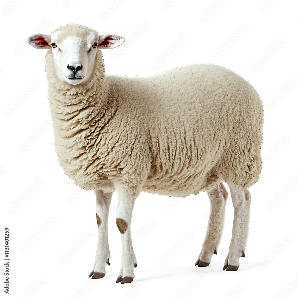 Fototapeta premium A sheep isolated on white background.