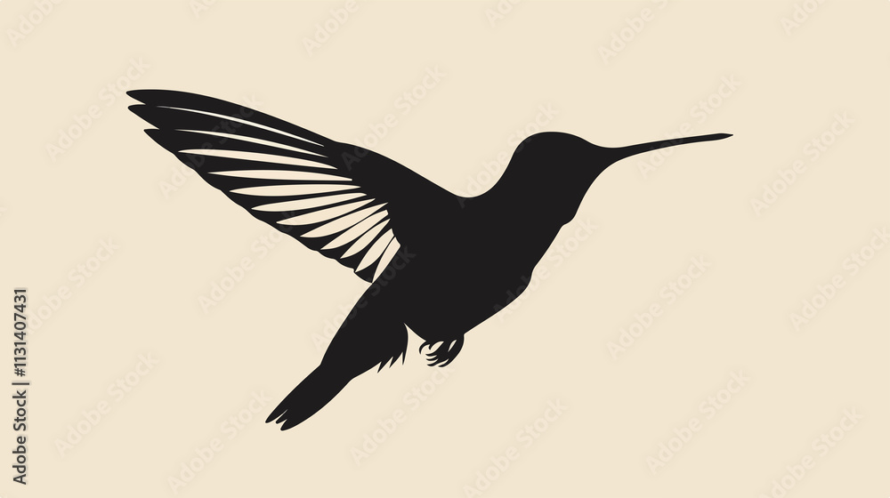 Obraz premium Elegant Hummingbird Silhouette Vector Illustration