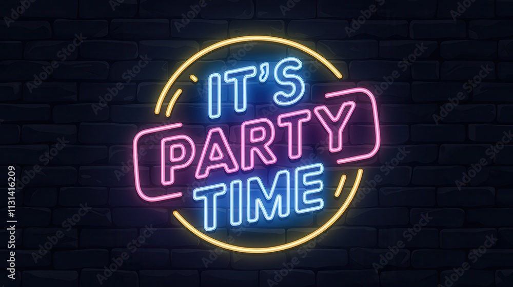 Fototapeta premium Neon sign that says it's party time