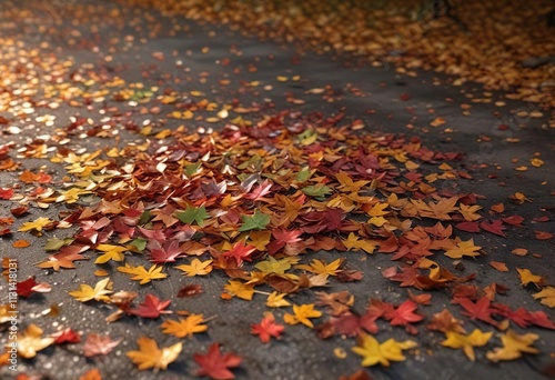 Leaves scattered on the ground like a confetti-like explosion , branches, forest, abstract photo