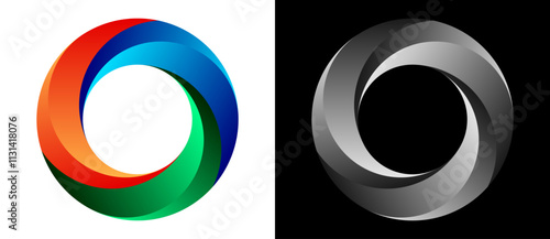 Creative abstract colorful circle. Geometric spiral as logo or icon template.