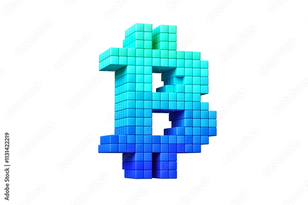Obraz premium Bitcoin logo designed in coding style. High definition 3D rendering modern retro design concept.