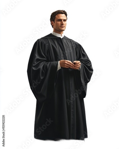 Judge presiding over a court session with authority and focus in a formal legal setting photo