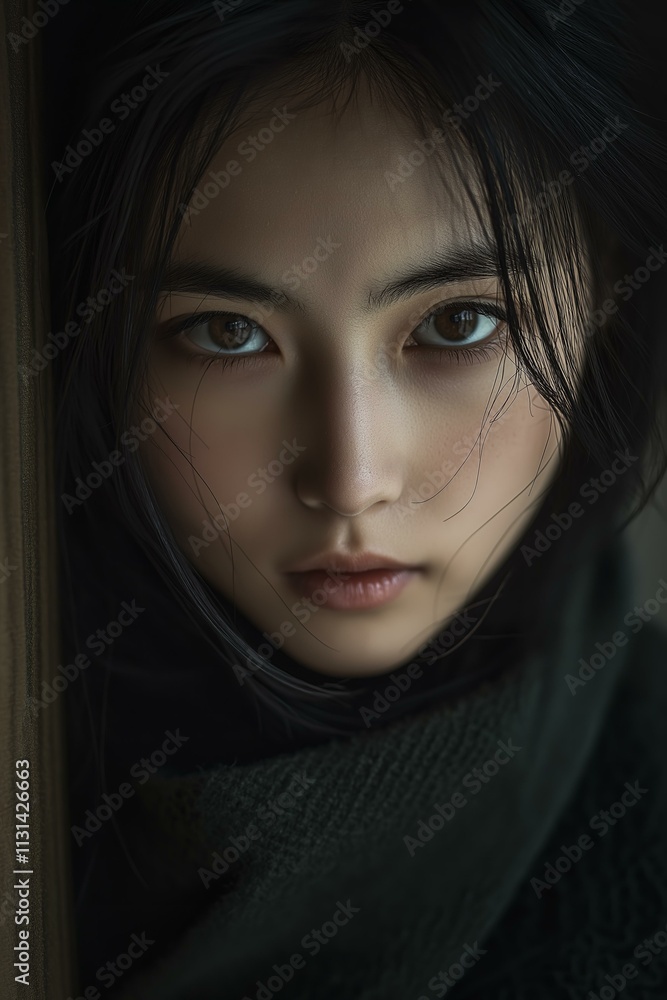 Fototapeta premium Intense Close-Up Portrait of a Woman