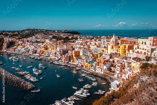 View of the Island of Procida in the vicinity of Naples, Italy. Napoli, Italia. photo