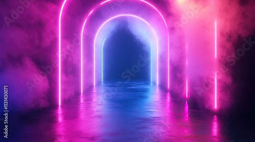 Abstract futuristic techno vibes in neon photo