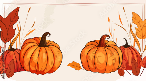 Pumpkin Line Art Vector Illustration for Digital Elements
