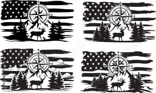 US Elk, Mountain, Compass, US Hunting  eps