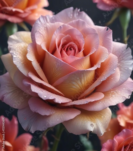 Delicate abstract rose with petals unfolding like a misty veil, abstract flower, watercolor effect, ethereal photo