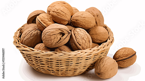 Close-Up Photo of Healthy Walnuts in a Basket | Nutrient-Rich Food Concept photo