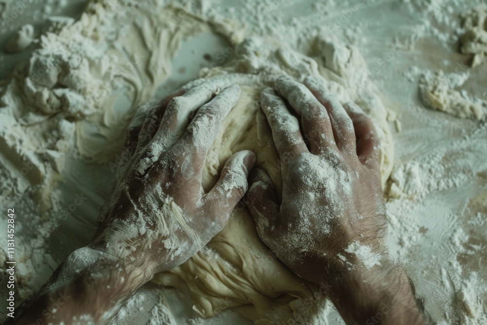 Fototapeta premium pizza prepare dough hand topping