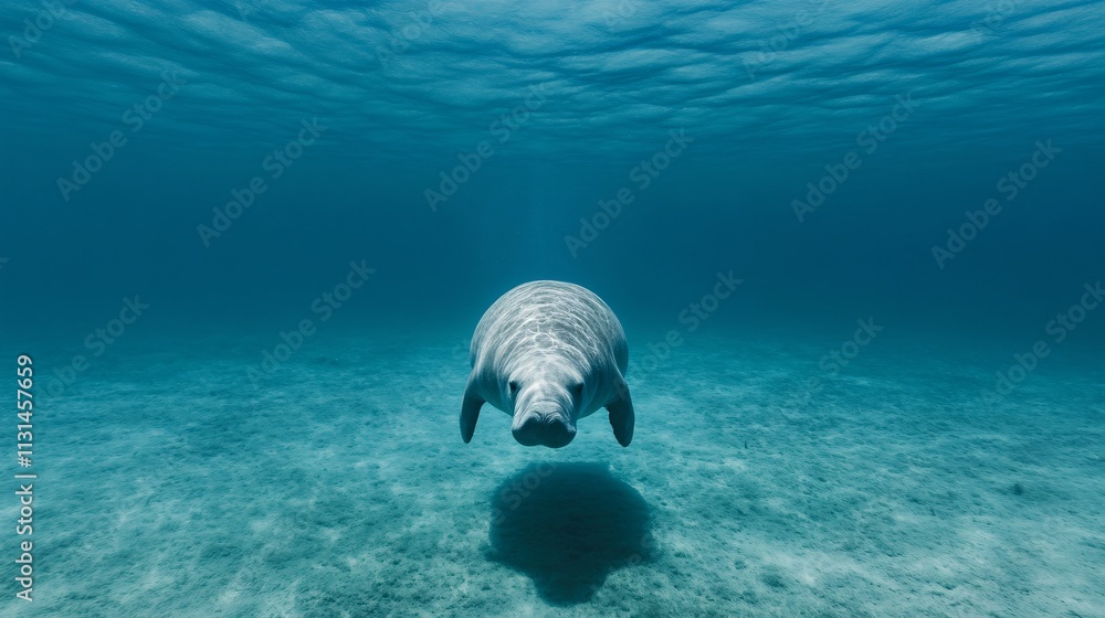 Naklejka premium Manatee swimming underwater