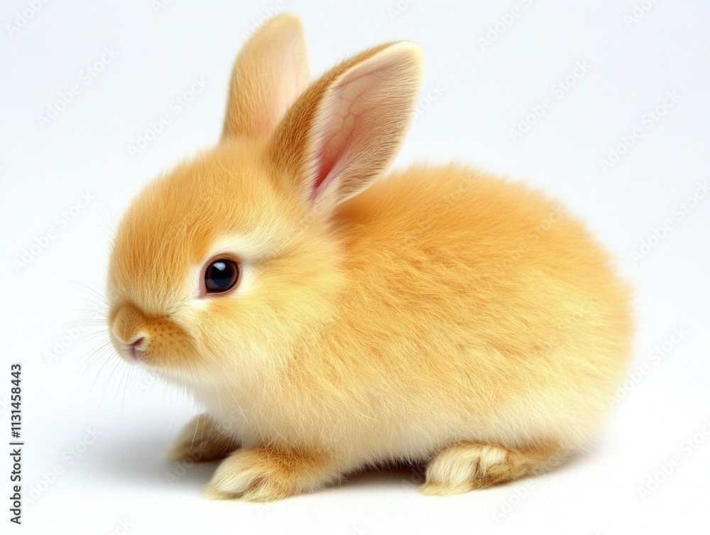 Obraz premium Small orange rabbit on white surface