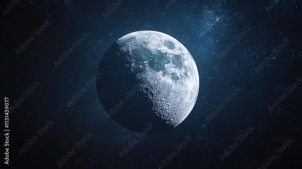 Obraz premium Detailed view of the moon against a starry background