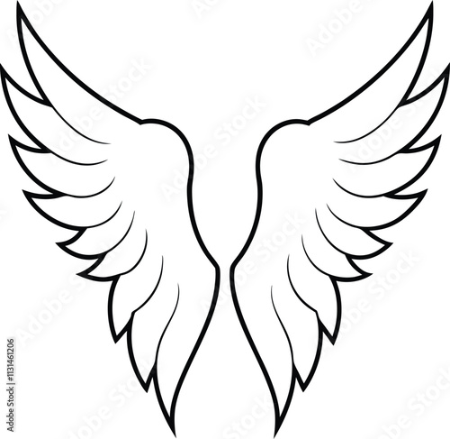 Wings silhouette design elements. Angel wings