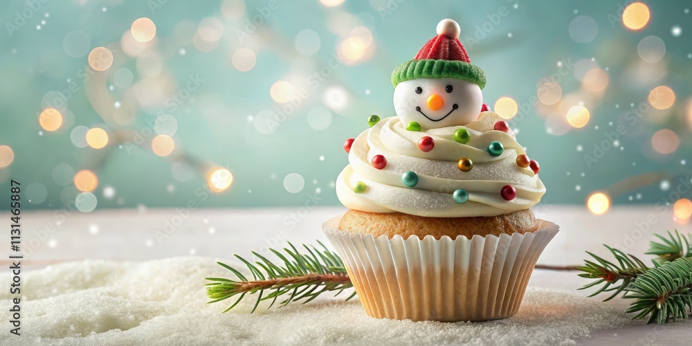 Delight in this charming 3D Christmas cupcake snowman, a festive treat perfect for holiday celebrations. Indulge in this sweet, whimsical dessert for winter festivities. Delight in this charming 3D Christmas cupcake snowman, a festive treat perfect for holiday celebrations. Indulge in this sweet, whimsical dessert for winter festivities.