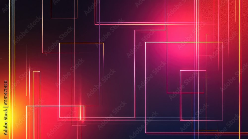 Neon abstract shapes illuminate the background Neon abstract shapes illuminate the background