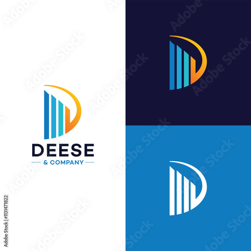 letter D trade marketing logo design vector. initial P and chart diagram graphic concept. company, corporate, business, finance symbol icon