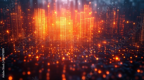 Wallpaper Mural Urban landscape at night with numerous orange light sources Torontodigital.ca